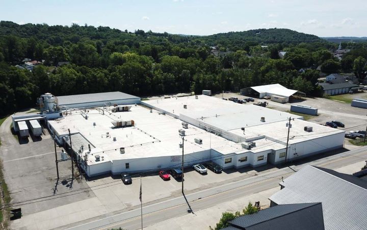 aerial view of factory building